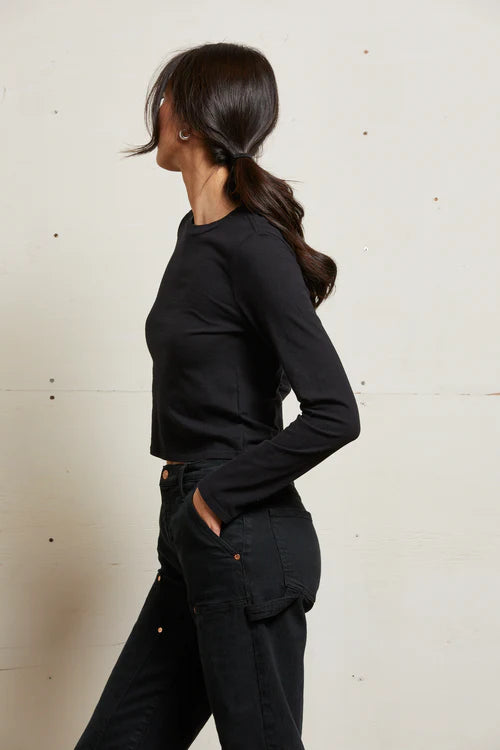 Perfect White Tee Jamie Recycled L/S True Black