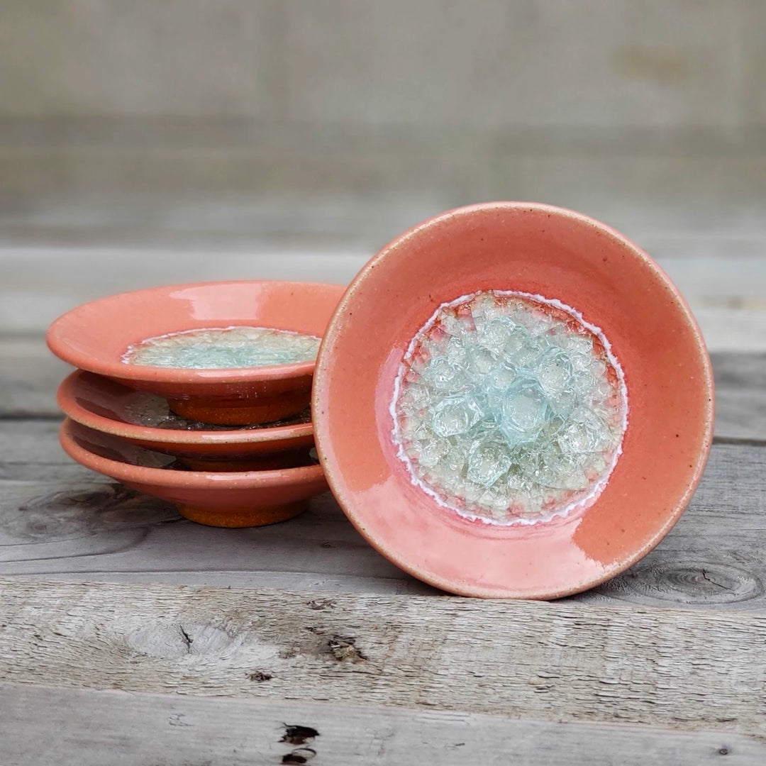 Dock 6 Pottery Individual Ring Dish - Wasabi Dipping Dish - Coral