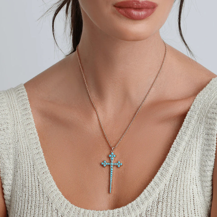 Joy Dravecky Athena Cross Necklace Turquoise