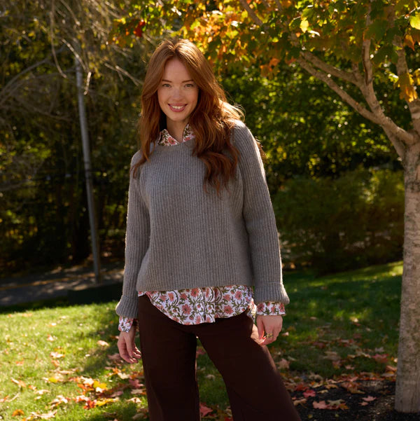 ...And for Good Montauk Shaker Cashmere Sweater Perla Grey