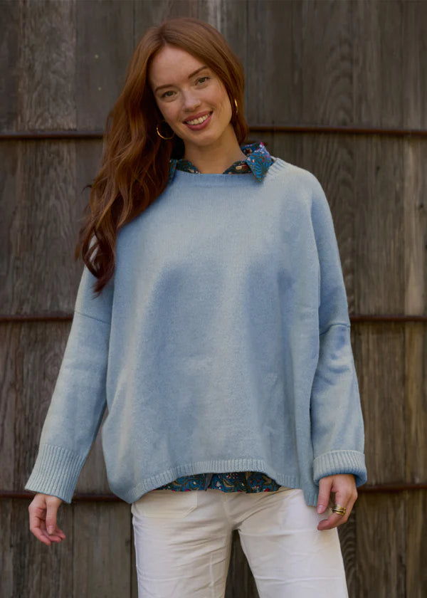 ...And for Good Nantucket Boxy Cashmere Sweater Icy Blue S/M