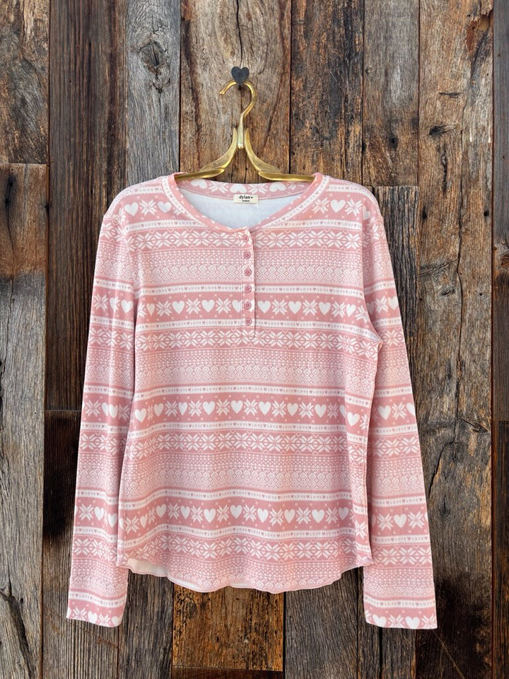 Dylan Homebody Henley Pink/Soft White