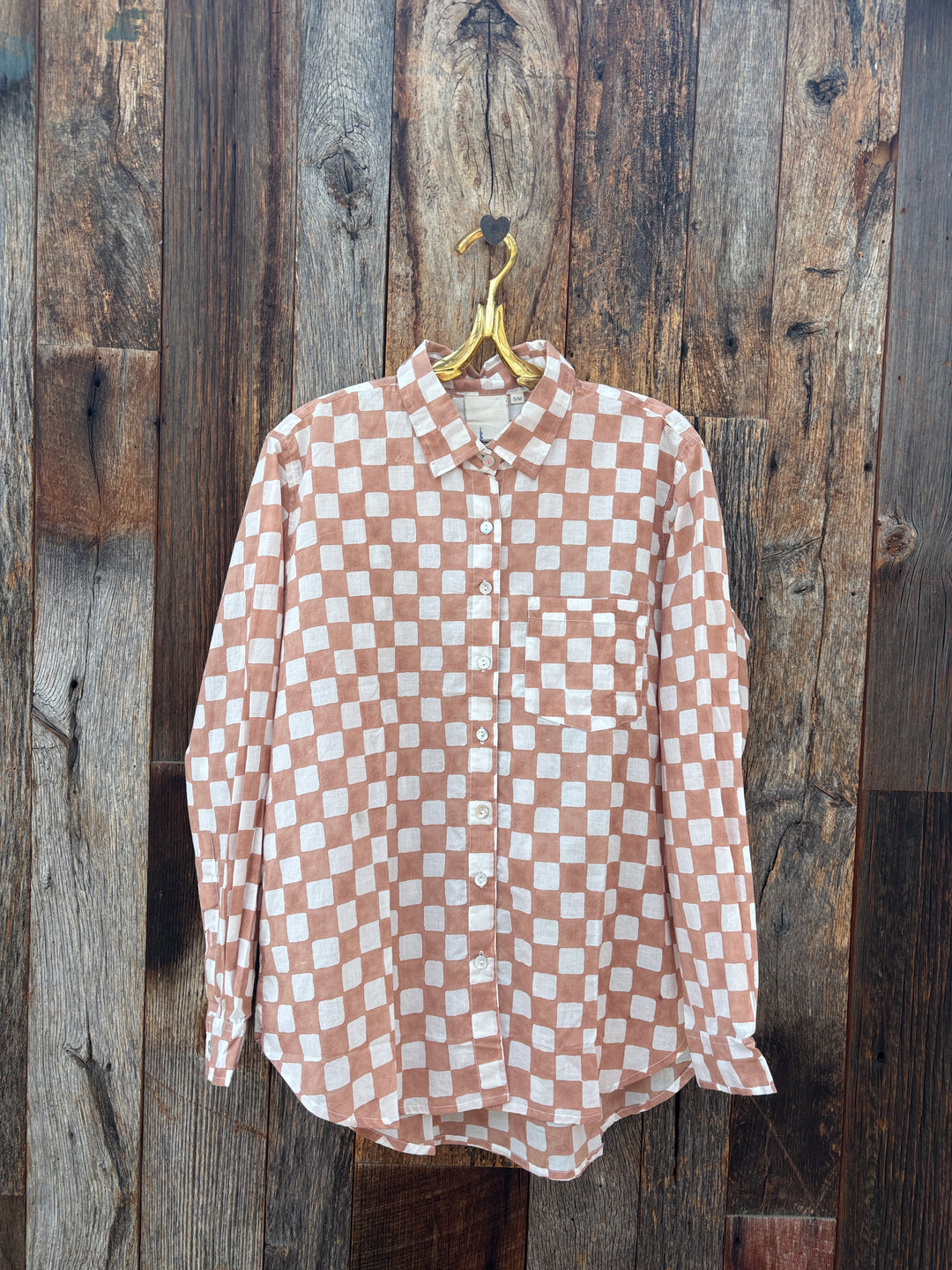 ...And For Good Good Boyfriend Shirt Checkerboard Mocha