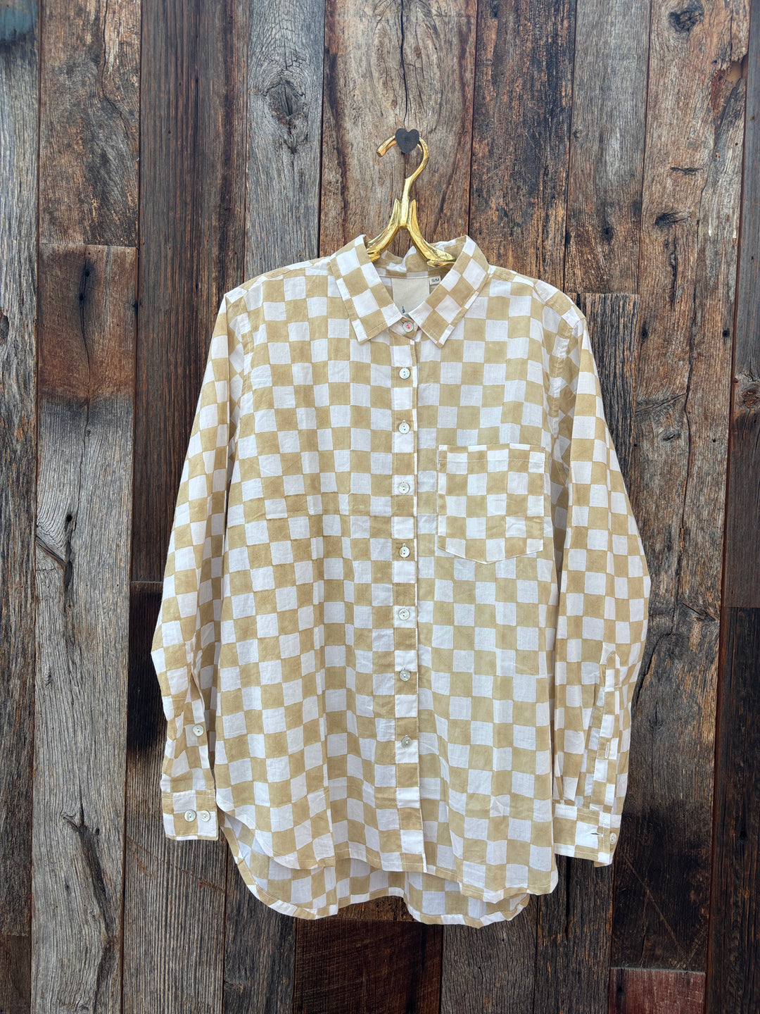 ... and For Good Boyfriend Shirt Checkerboard Natural S/M