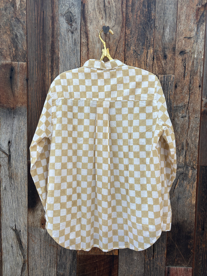 ... and For Good Boyfriend Shirt Checkerboard Natural S/M