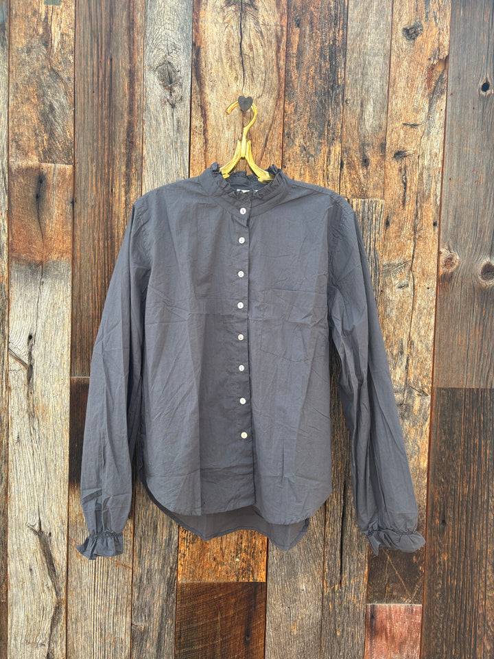 ...And For Good Girlfriend Shirt W/ Ruffle Trim - Charcoal Grey S/M