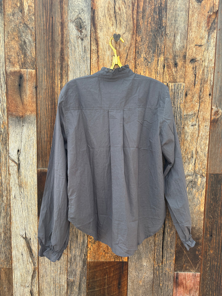 ...And For Good Girlfriend Shirt W/ Ruffle Trim - Charcoal Grey S/M