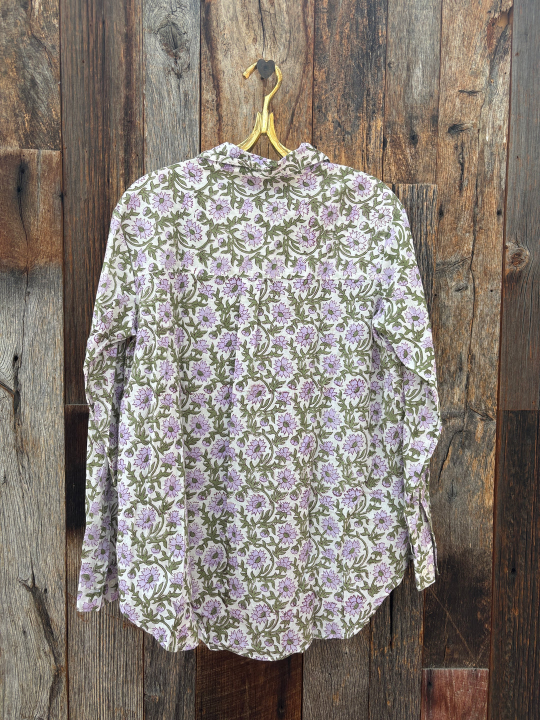 ..and for good Printed LS Boyfriend Shirt Darlington Floral Lavendar S/M