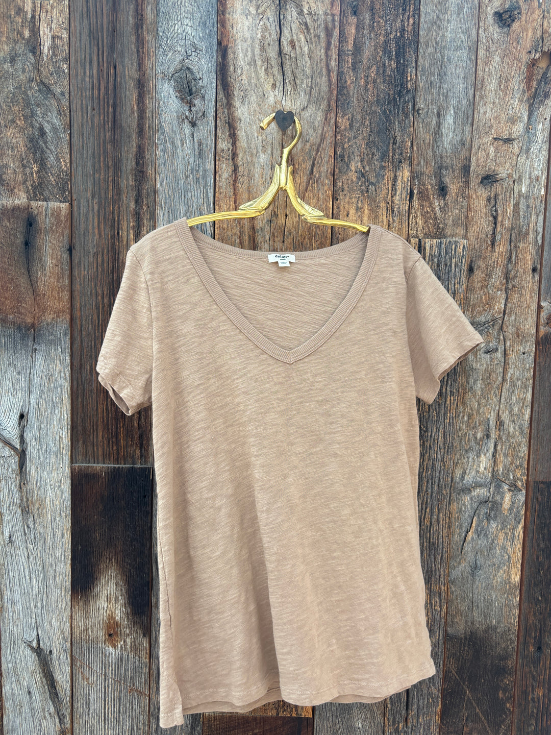 Dylan S/S Deep V-Neck Tee Khaki