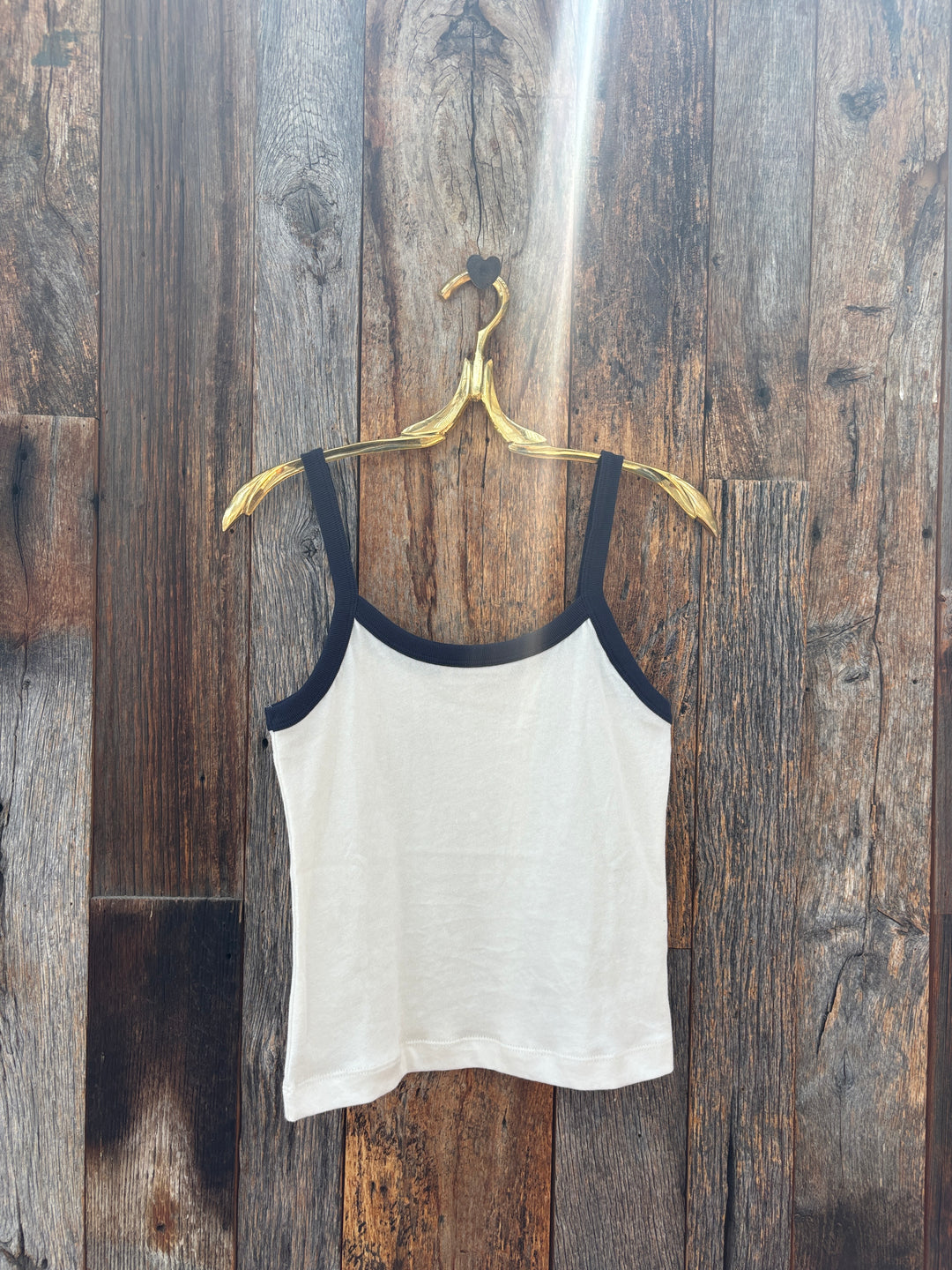 Perfect White Tee - Cherry Cotton Ringer Tank - Bright Ivory/Navy