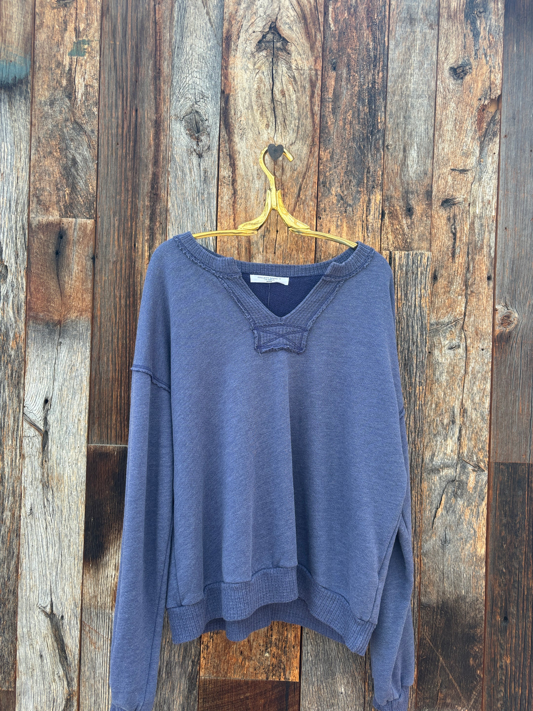 Project Social T Tahlia Notch Neck Sweatshirt Regal Blue