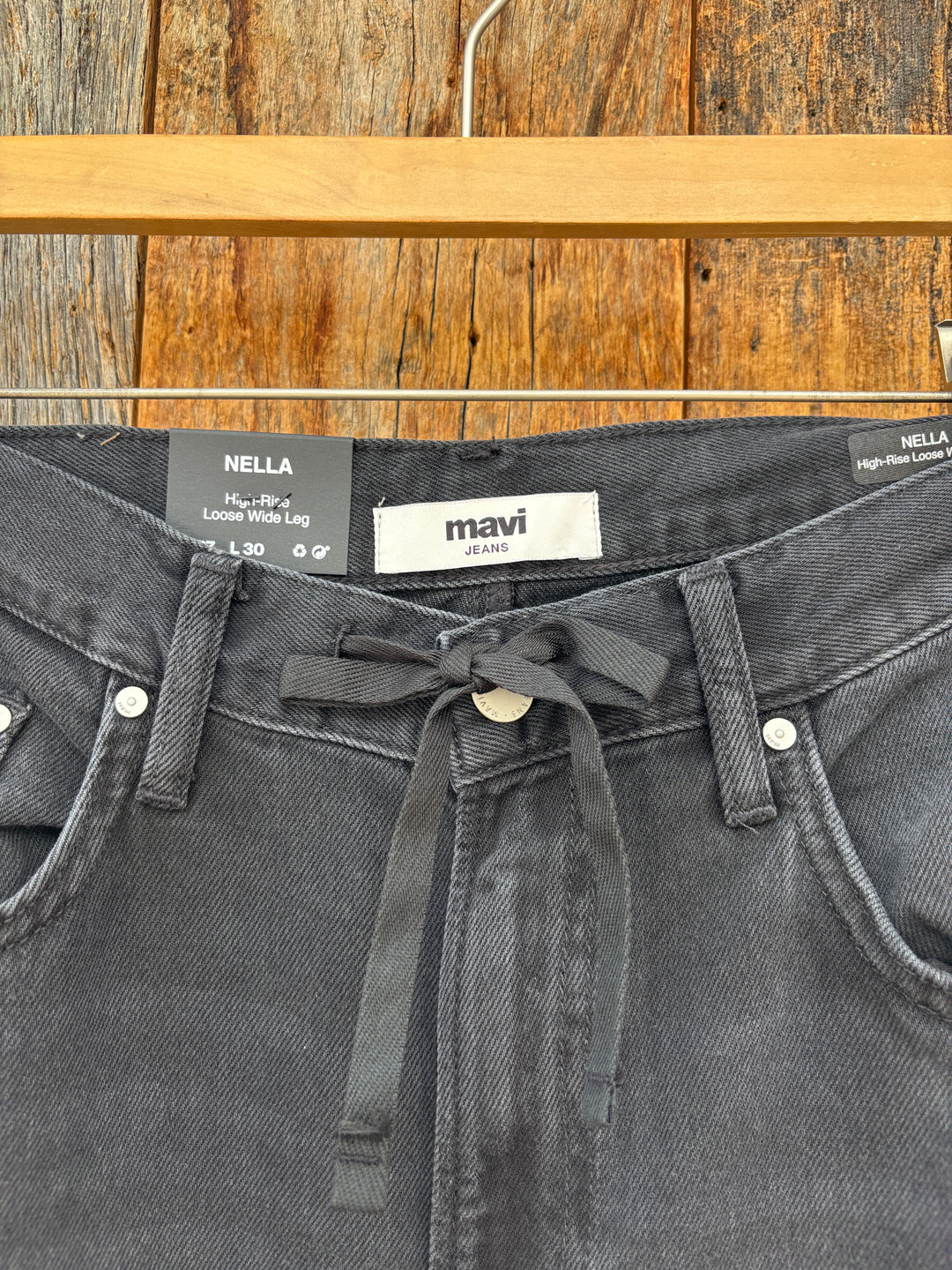 Mavi Nella High Rise Wide Leg Jeans Dark Smoke