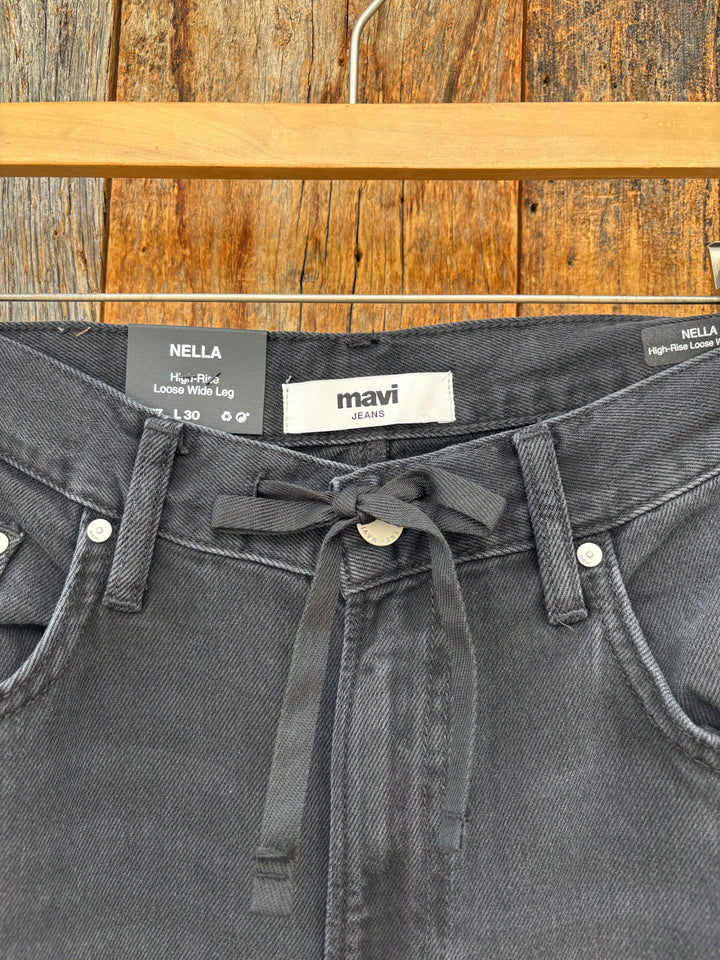 Mavi Nella High Rise Wide Leg Jeans Dark Smoke