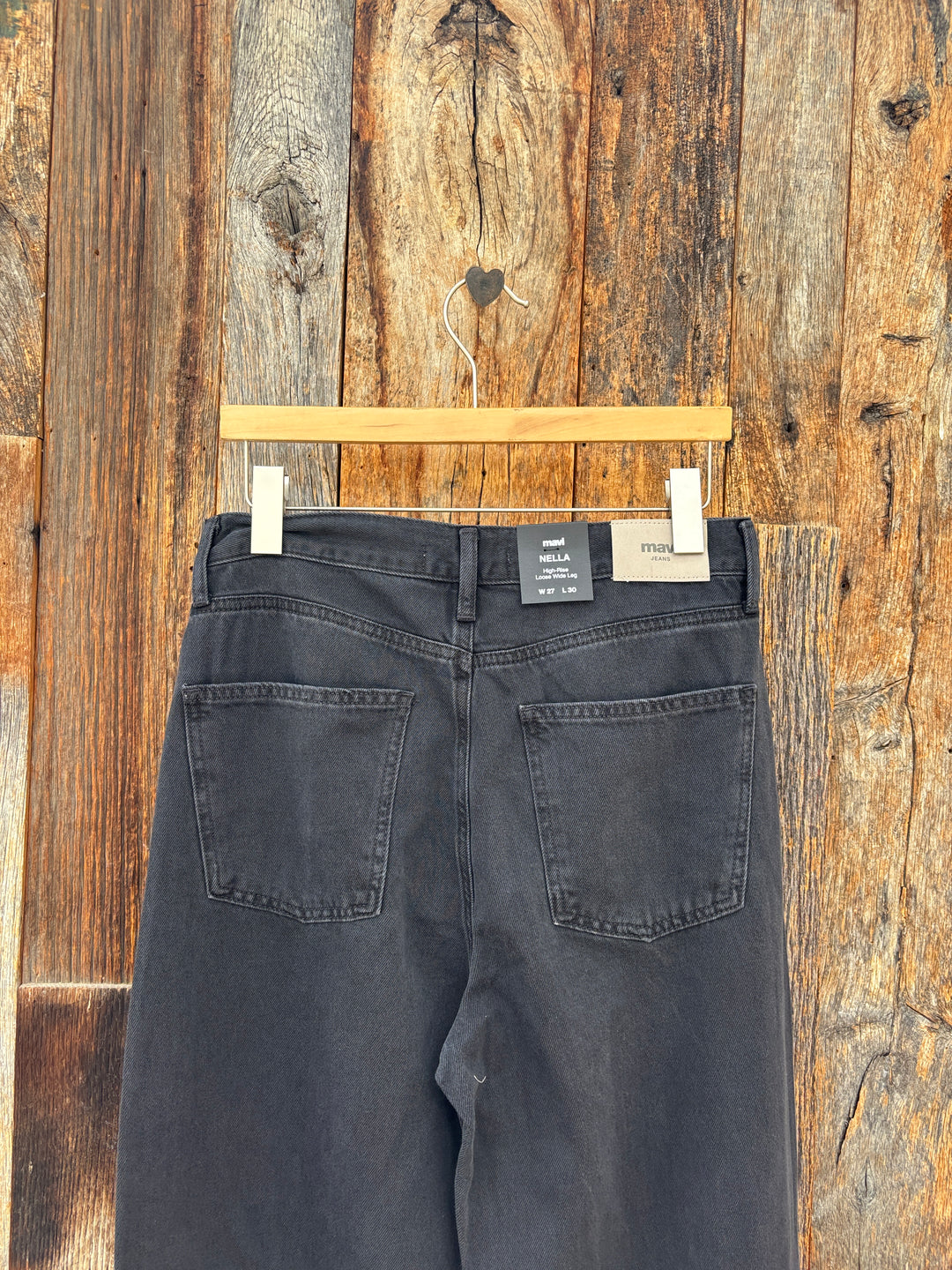 Mavi Nella High Rise Wide Leg Jeans Dark Smoke