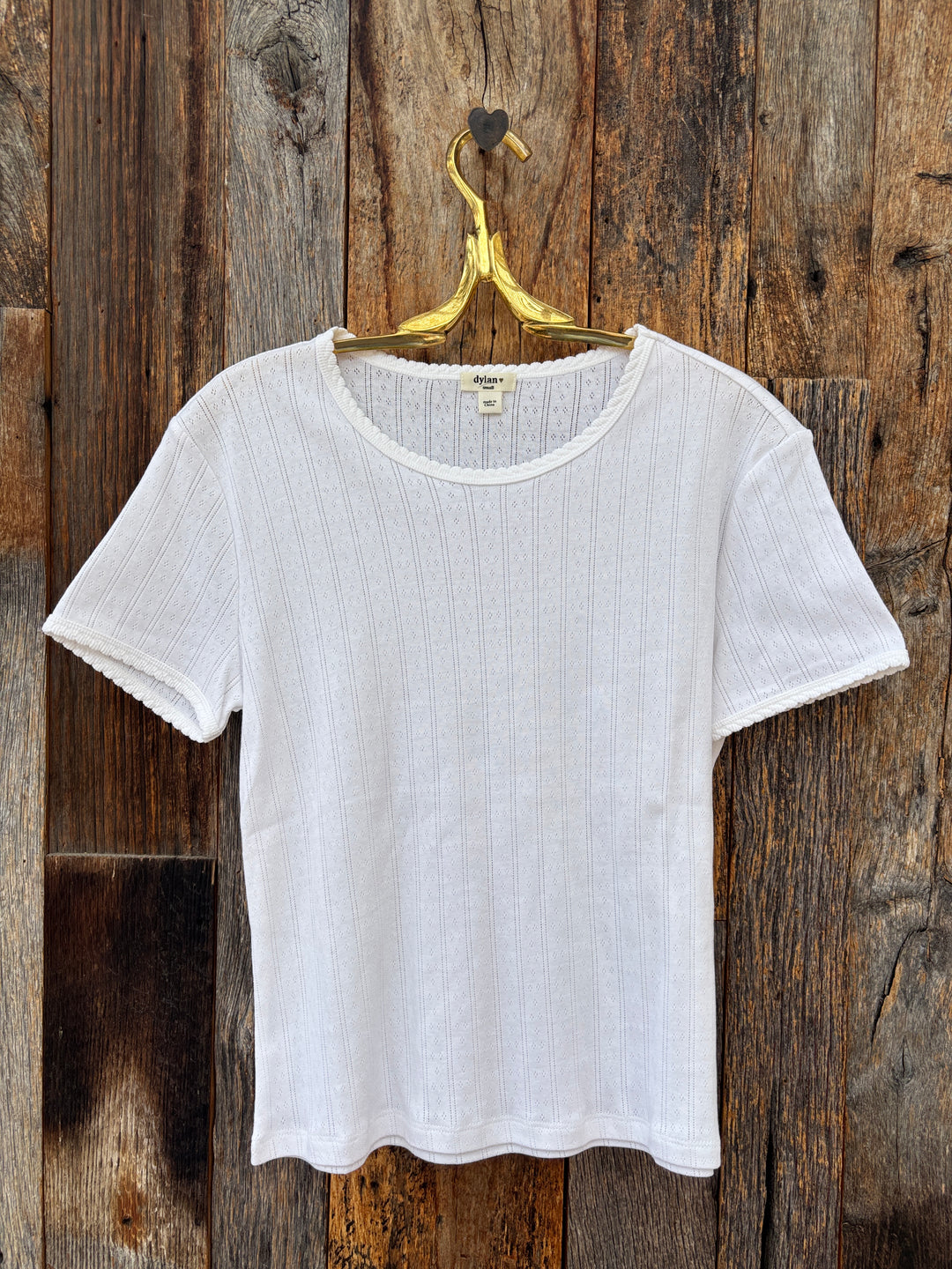 Dylan Kelly Pointelle S/S Tee - White
