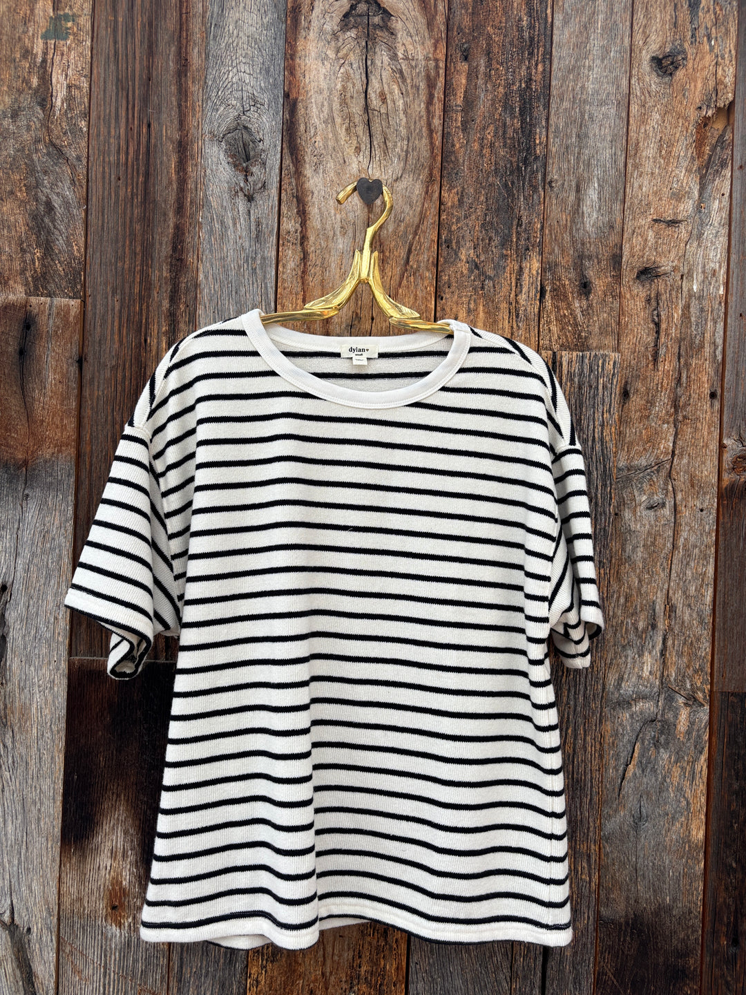Dylan Mila Boyfriend Tee - Black/Vintage White Stripe