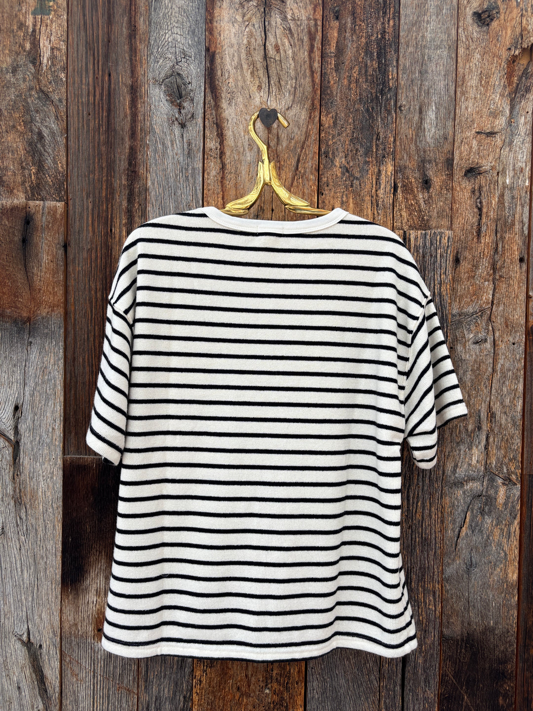 Dylan Mila Boyfriend Tee - Black/Vintage White Stripe