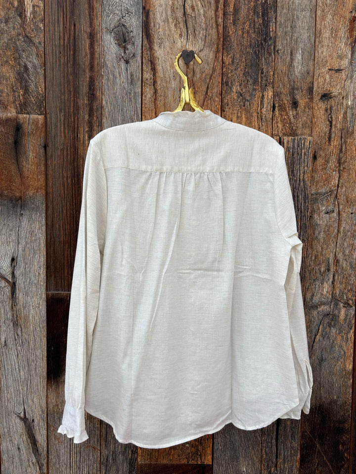 Dylan Channing Ruffle Shirt - Natural