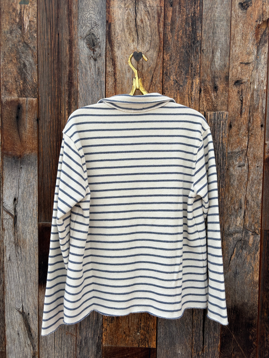 Dylan Mila Popover Top - Denim/Soft White Stripe