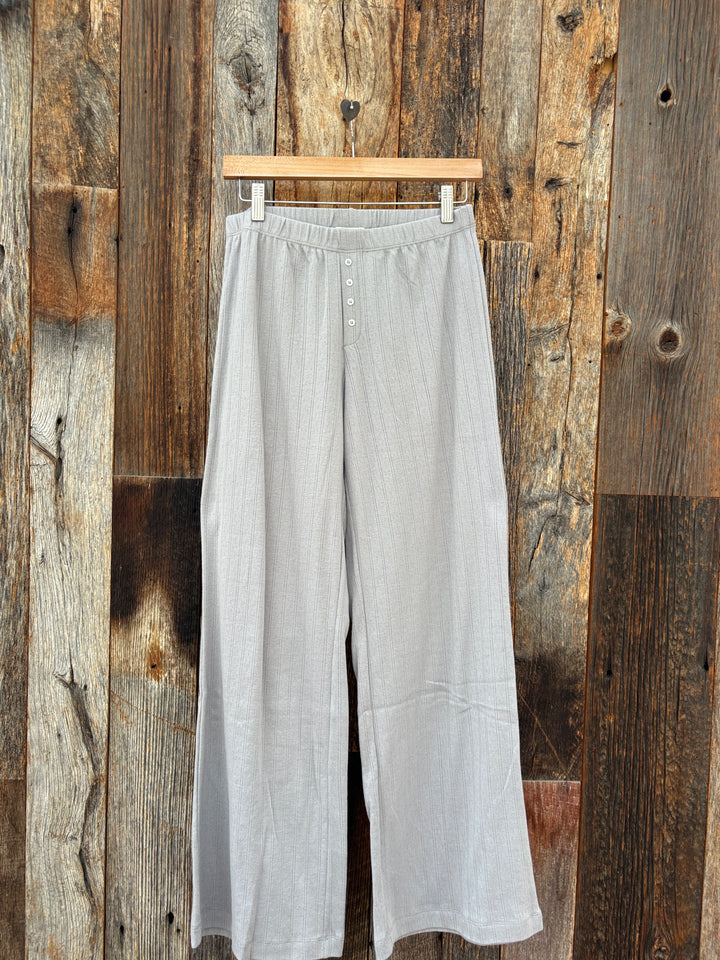 Dylan Kelly Pointelle Wide Leg Pant - Soft Grey