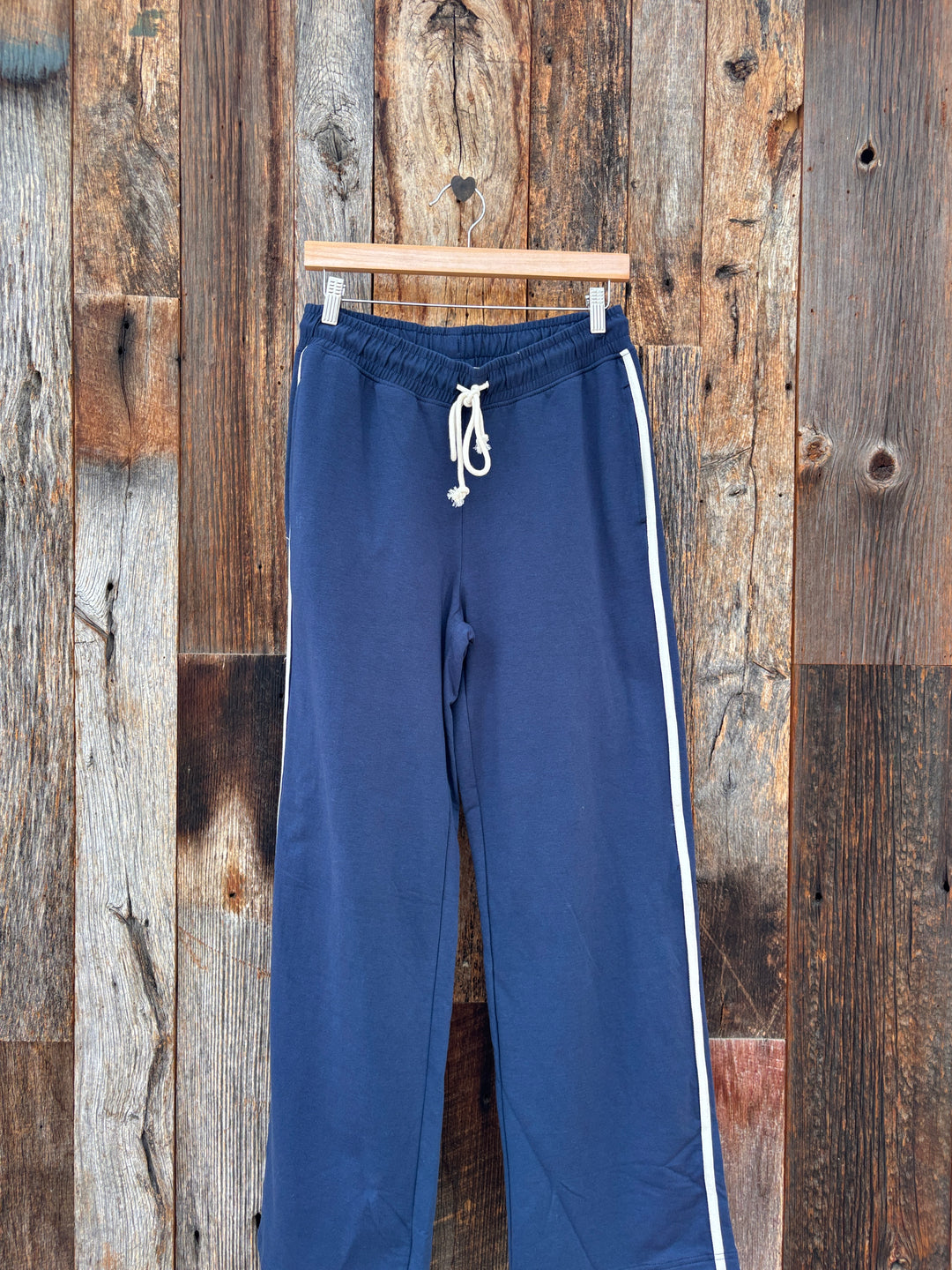 Dylan Wide Leg Pant w/ Side Stripes - Navy
