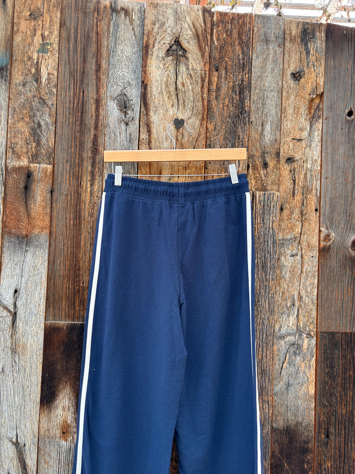 Dylan Wide Leg Pant w/ Side Stripes - Navy