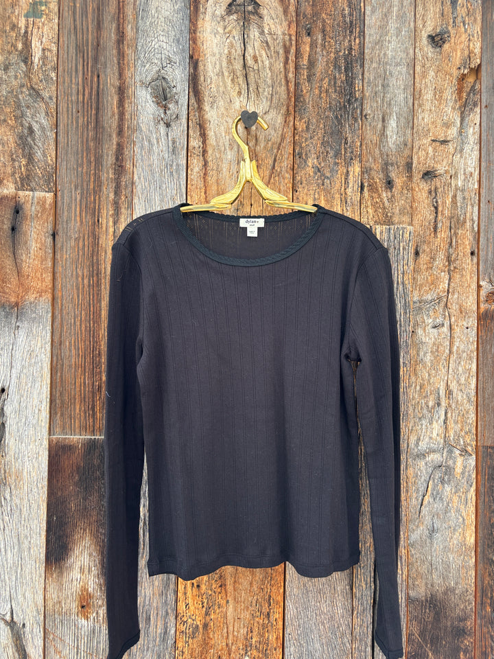 Dylan Kelly Pointelle L/S Tee - Black