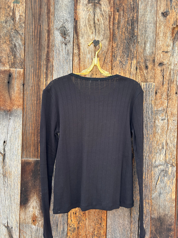 Dylan Kelly Pointelle L/S Tee - Black