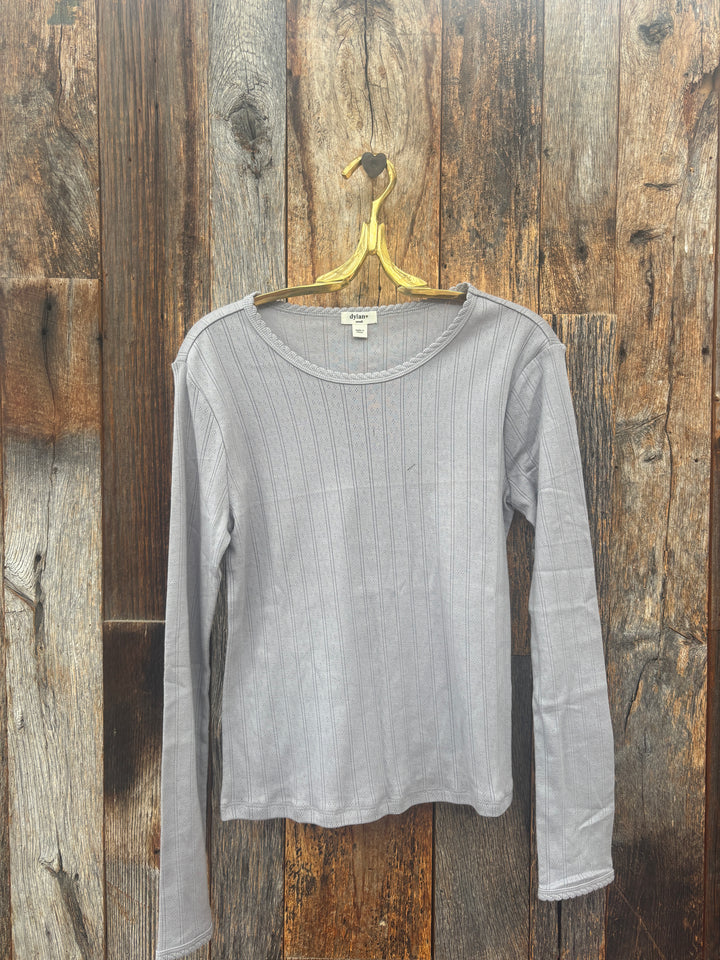 Dylan Kelly Pointelle L/S Tee - Soft Grey
