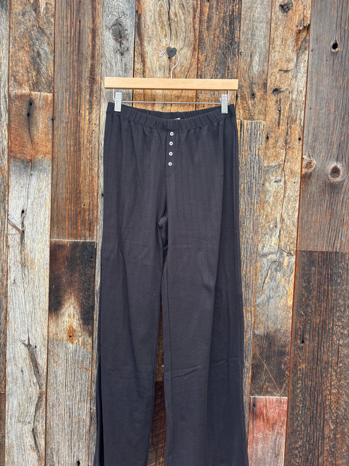 Dylan Kelly Pointelle Wide Leg Pant - Black