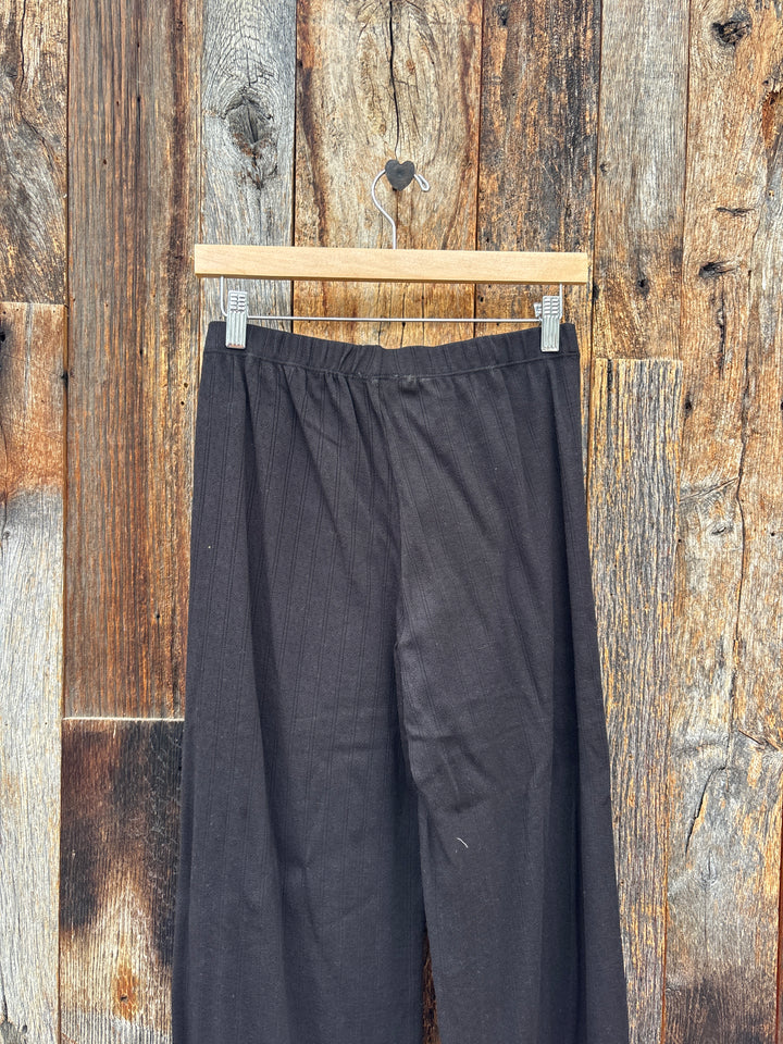 Dylan Kelly Pointelle Wide Leg Pant - Black