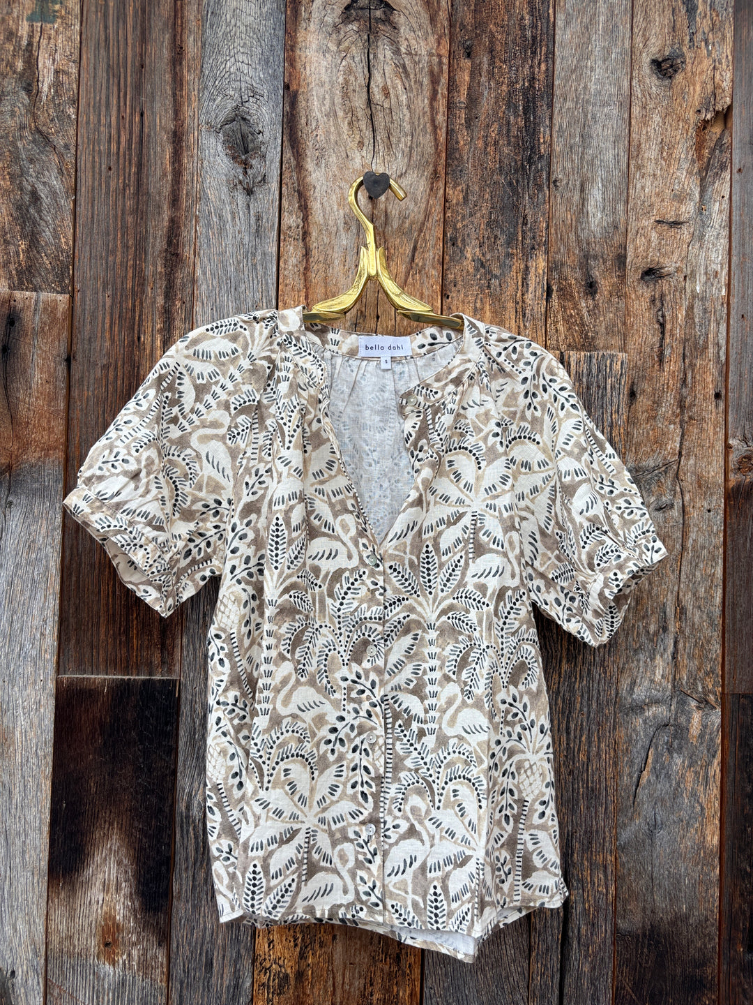 Bella Dahl S/S Raglan Shirt - Tropical Palm Print