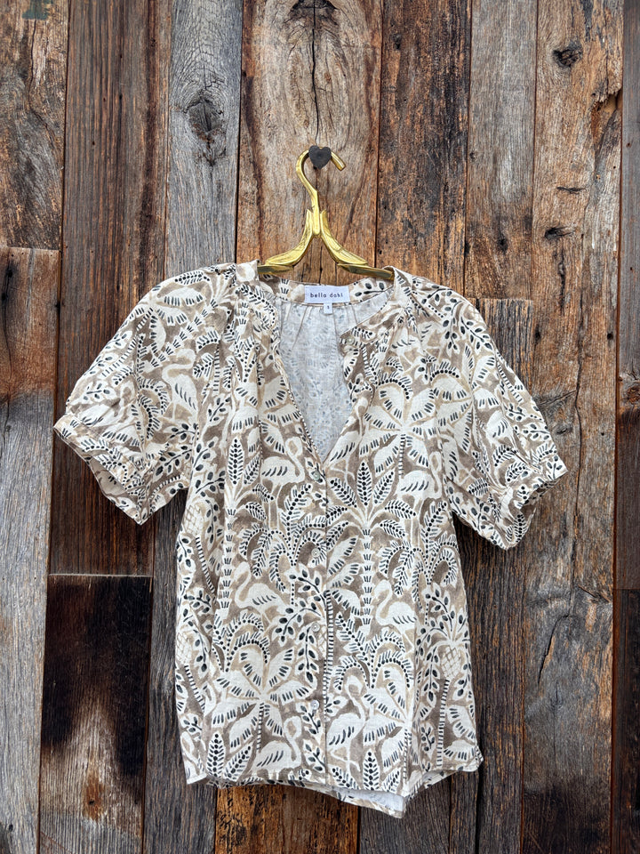Bella Dahl S/S Raglan Shirt - Tropical Palm Print