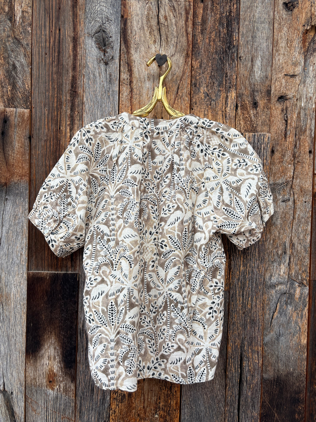 Bella Dahl S/S Raglan Shirt - Tropical Palm Print
