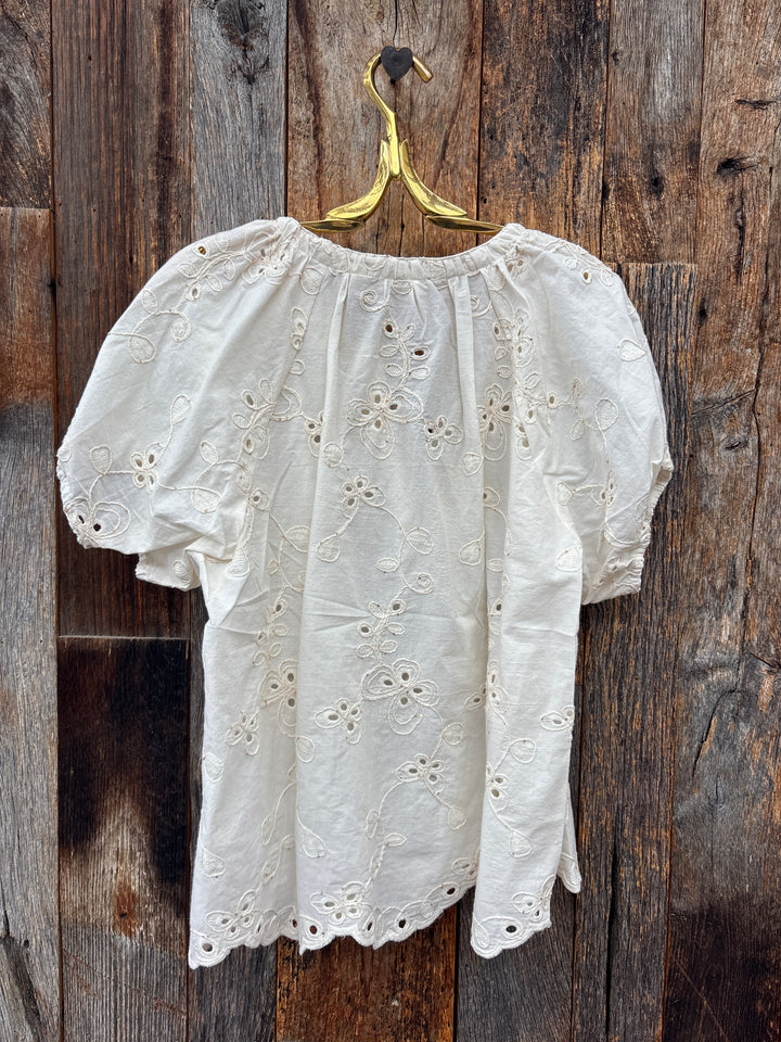 Dylan Lily Lace Blouse- Natural