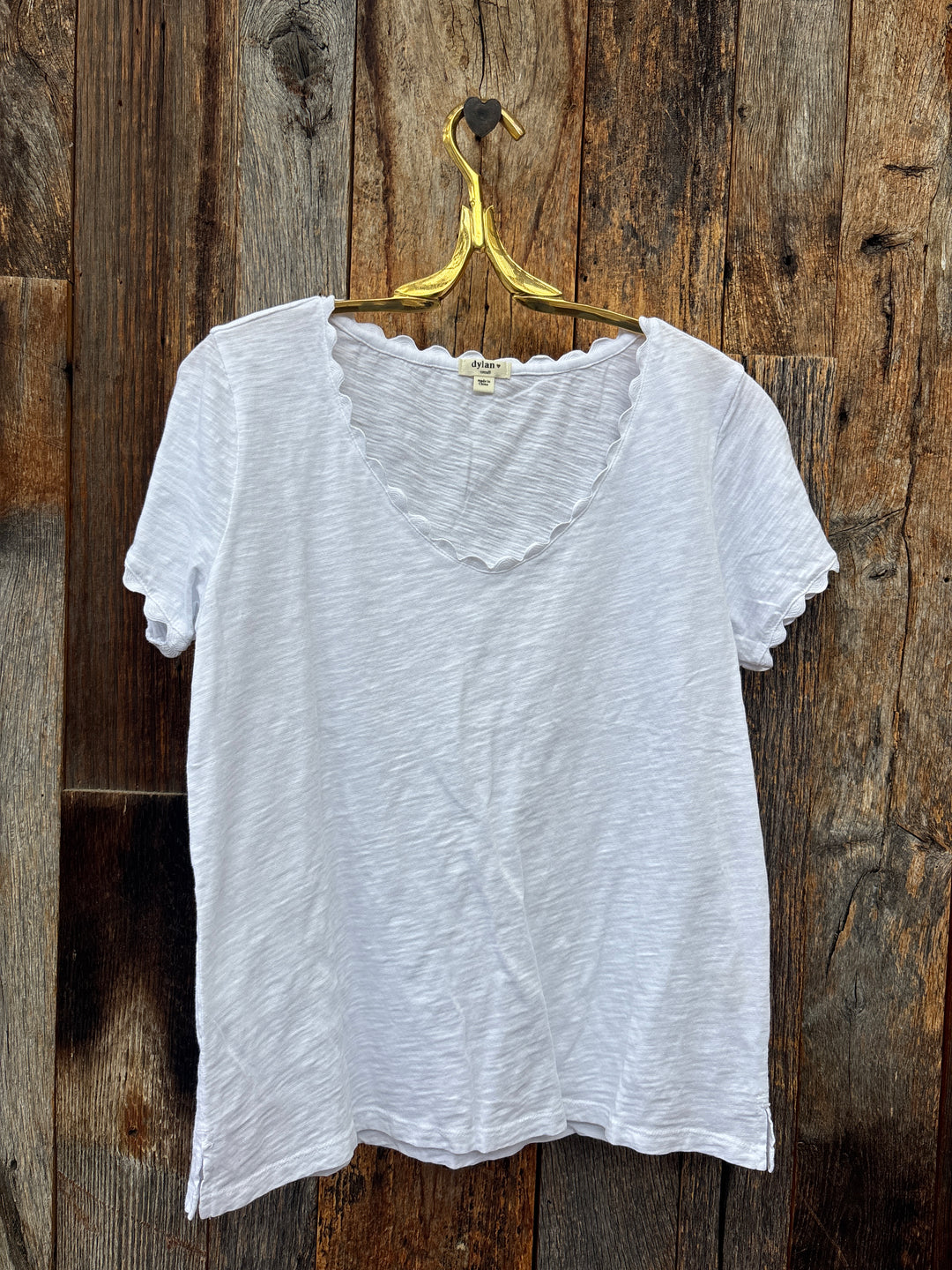 Dylan Ric-Rac Tee w/ Side Slits-White