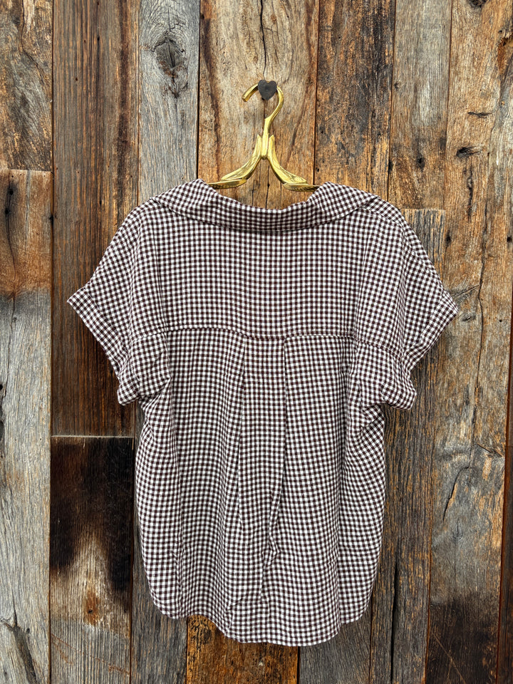 Bella Dahl S/S Roll Sleeve Shirt - Brown Gingham