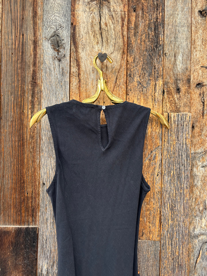 Bella Dahl Bias Midi Dress w/ Beaded Belt - Black