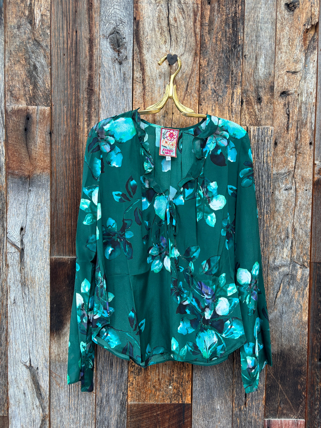 Johnny Was Bonsall Ruffled Silk Blouse