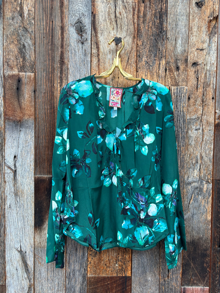 Johnny Was Bonsall Ruffled Silk Blouse
