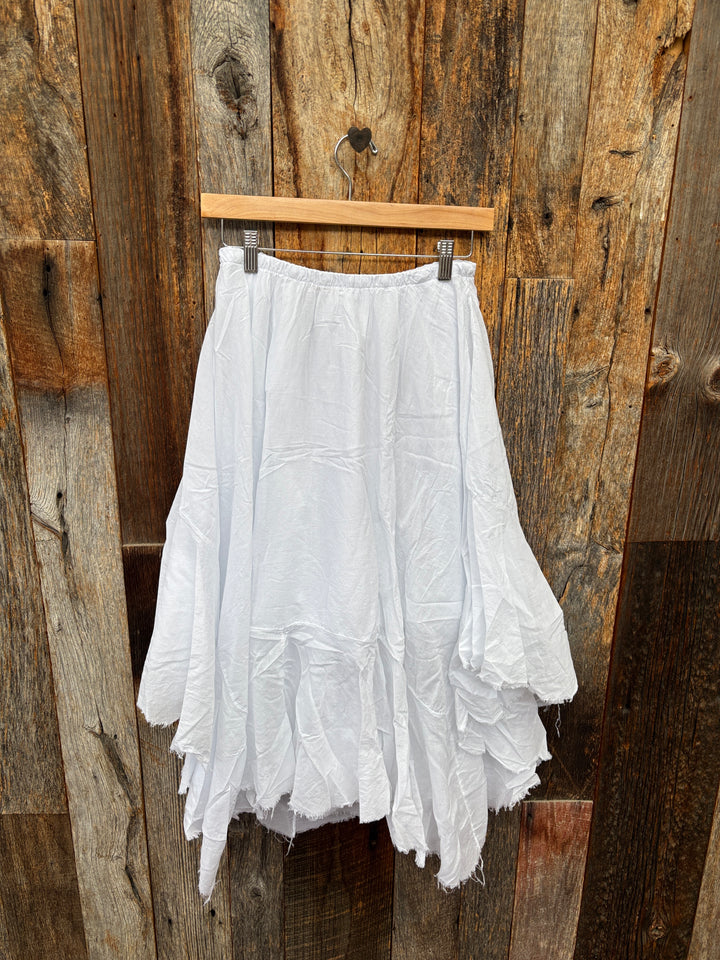 Milio Milano Raw Edge Cotton Skirt - White