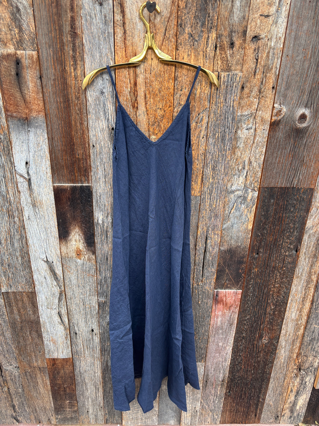 Milio Milano Italian Linen Maxi Slip Dress - Navy