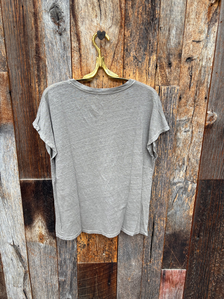Milio Milano Linen V Neck T-Shirt - Mocha