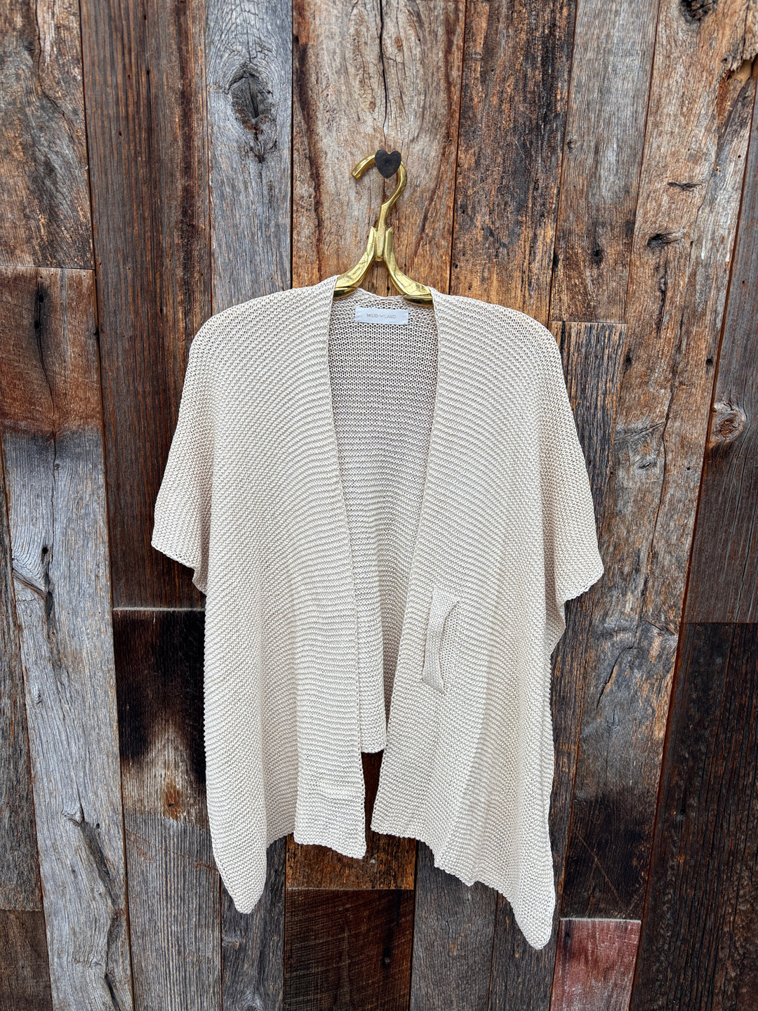 Milio Milano Knit Front Wrap Shawl - Beige OS