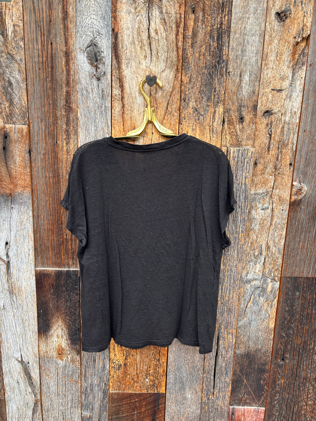 Milio Milano Linen V Neck T-Shirt - Black