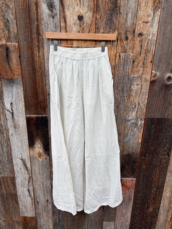 Milio Milano Wide Leg Cotton Pilazzo Pants - Beige