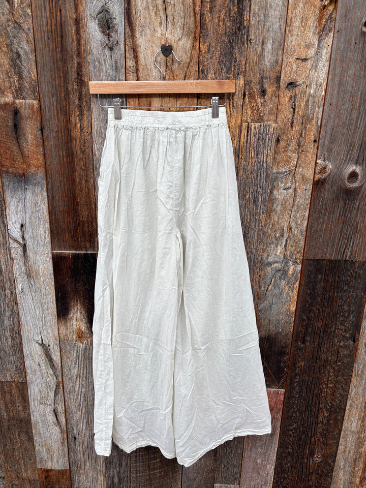 Milio Milano Wide Leg Cotton Pilazzo Pants - Beige