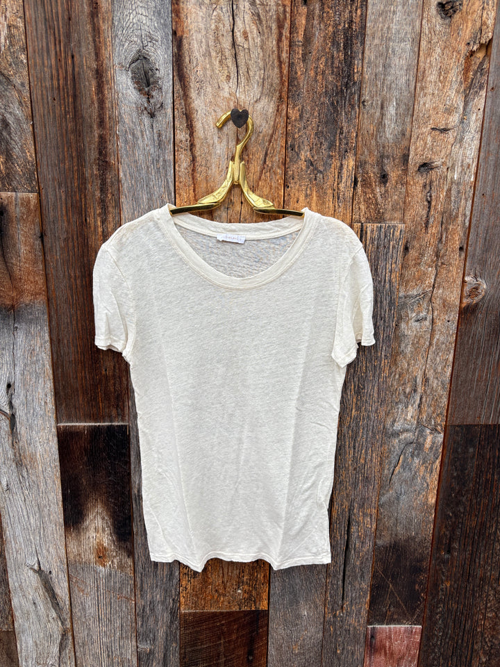 Milio Milano Linen Crew Neck Tee Shirt - Butter