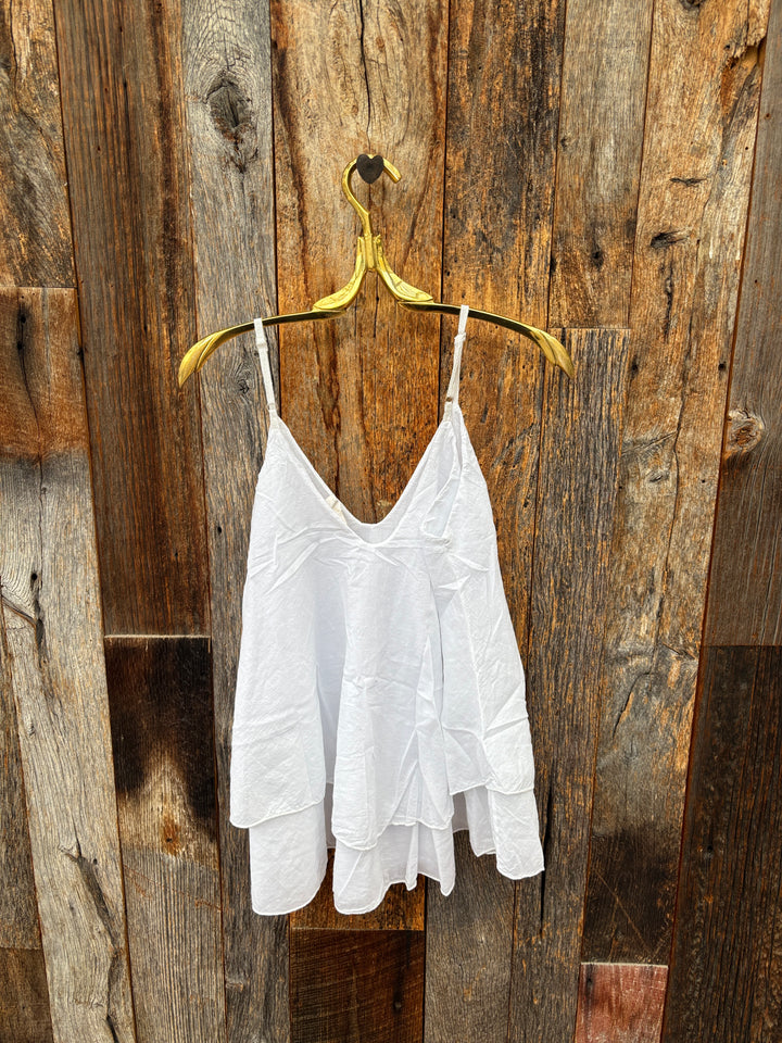 Milio Milano Layered Cotton V-Neck Tank - White