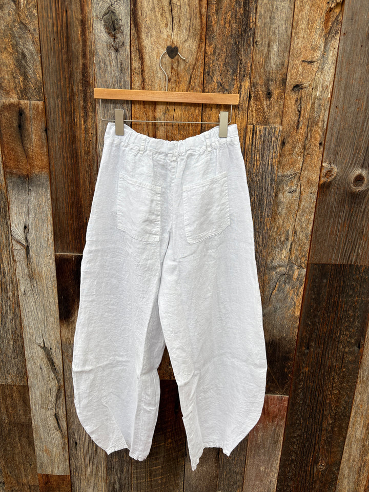 Milio Milano Linen Barrel Pants - White